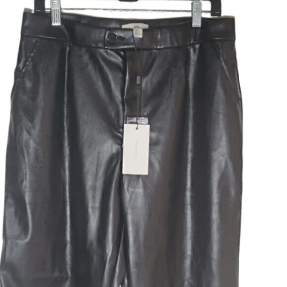 NWT Halston vegan leather, 1 pleat front, pocket on side - Picture 2 of 5